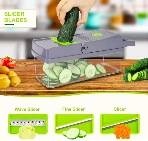 16-in-1 Multifunctional Vegetable Cutter & Chopper with Container – BPA-Free, Easy to Use, Ideal for Pakistani Kitchens