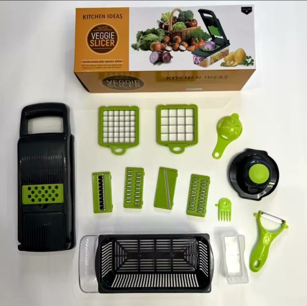 16-in-1 Multifunctional Vegetable Cutter & Chopper with Container – BPA-Free, Easy to Use, Ideal for Pakistani Kitchens