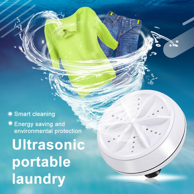 Mini USB Portable Washing Machine – Compact Ultrasonic Turbine Washer for Travel, Baby Clothes, Underwear & Socks