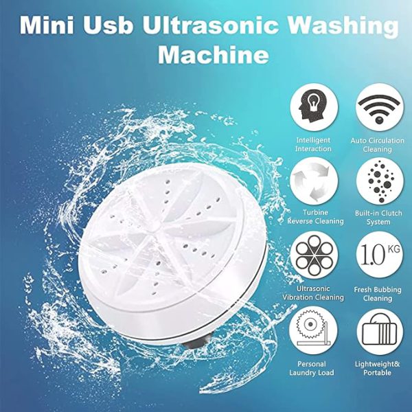 Mini USB Portable Washing Machine – Compact Ultrasonic Turbine Washer for Travel, Baby Clothes, Underwear & Socks
