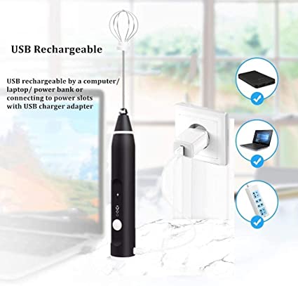 Wake Up to Magic! Rechargeable 2-in-1 Milk Frother & Mixer - Perfect Coffee Foam, Fluffy Eggs, Hot Chocolate - Fast Whisking, Quick Clean
