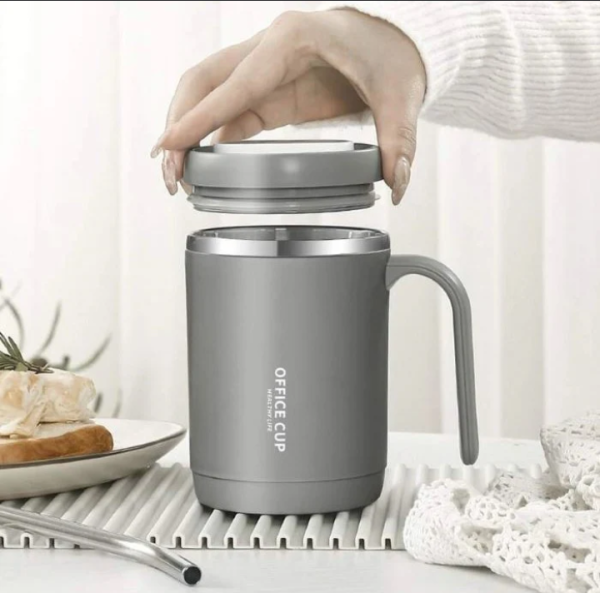 Premium 500ml Stainless Steel Insulated Coffee Mug with Handle & Lid – Office, Travel & Home Tea Cup