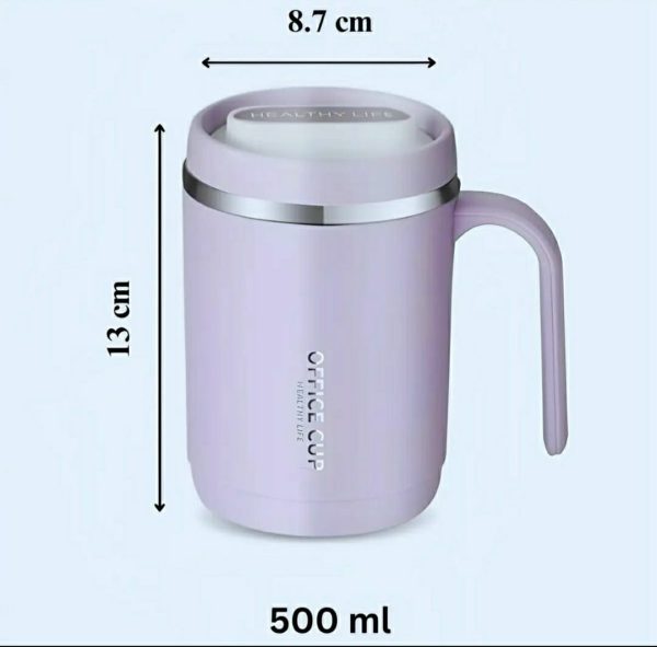 Premium 500ml Stainless Steel Insulated Coffee Mug with Handle & Lid – Office, Travel & Home Tea Cup