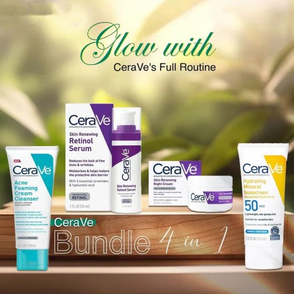 Ultimate CeraVe 4‑in‑1 Skincare Kit – Cleanser, Serum, Sunblock, Night Cream