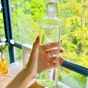 Transparent, Leakproof Gym Water Bottle 500 ml with Time Marker