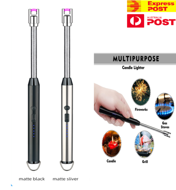 Rechargeable USB Arc Lighter – Windproof Flameless Design, LED Charge Display, 360° Neck