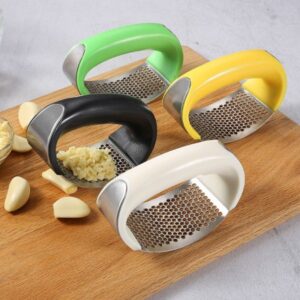 Stainless Steel Garlic Press Rocker – Manual Garlic Crusher & Mincer Tool for Kitchen Use (Random Color)