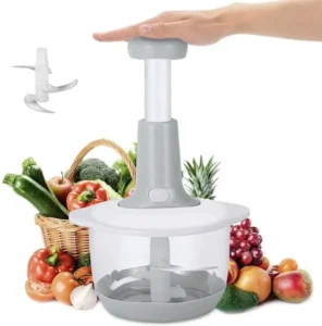 Manual Hand Push Chopper – 1.5L Cutter for Vegetables, Meat, Keema & Salad Preparation
