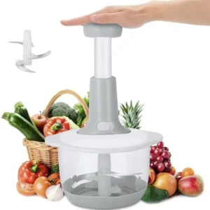 Manual Hand Push Chopper – 1.5L Cutter for Vegetables, Meat, Keema & Salad Preparation